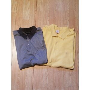 Brooks Brothers Mens XL Polo Shirts Blue Striped And Yellow 346 W/ Logo Lot Of 2